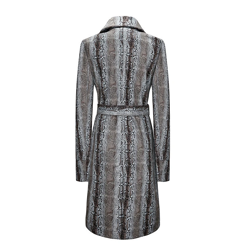 Autumn Printing Adjustable Waist With Plain Dyed Long Trench  Coat England Style For Lady (478-PSO-201)