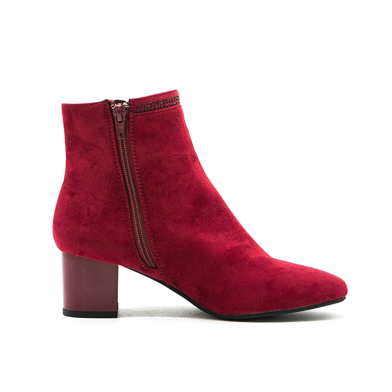 Vintage Winter Engraving Boots Shoes High Heel Winter Women Classy Leather Boots