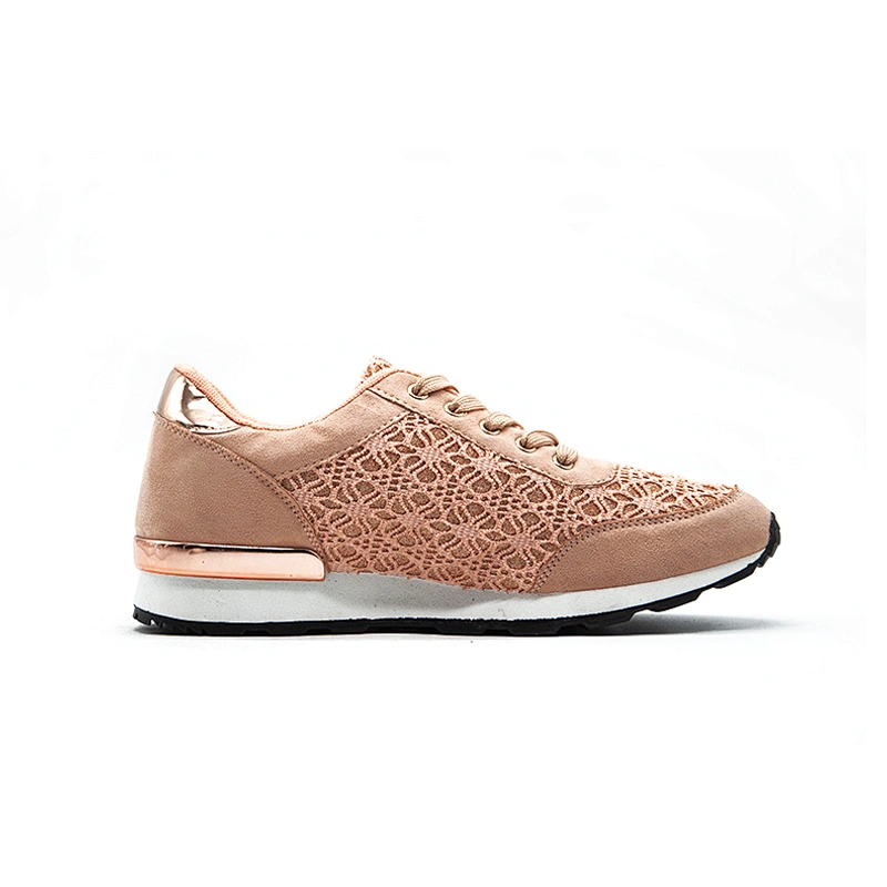 Stylish Breathable Knit Fabric Upper Woman Sports Shoes