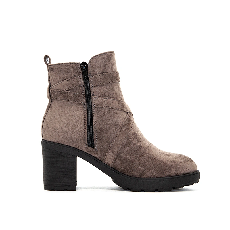 Low MOQ OEM shoes custom logo high quality grey mid heels for women office high heel pumps dress shoes ladies office wear