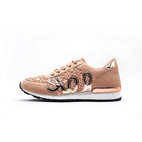 Stylish Breathable Knit Fabric Upper Woman Sports Shoes