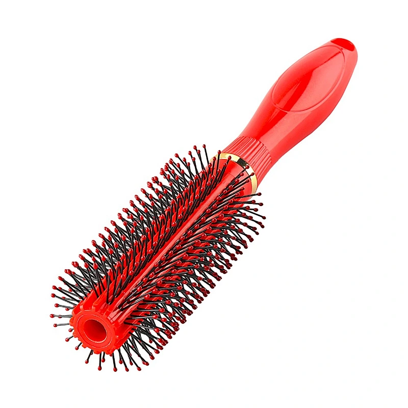 OEM New Custom Nylon Bristles Round Plastic Curly Hair Brush