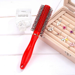 OEM New Custom Nylon Bristles Round Plastic Curly Hair Brush
