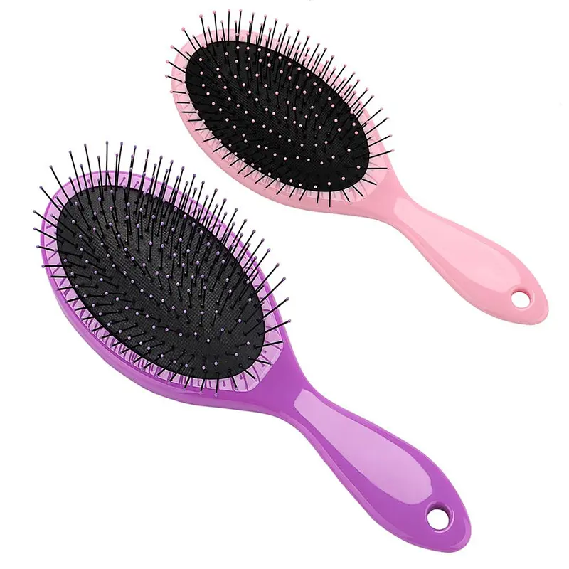 Factory Custom Logo Soft Nylon Bristle Detangling Plastic Hair Brush