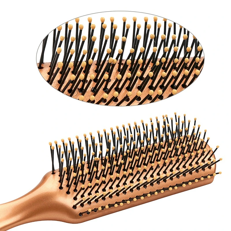 Eco-friendly Portable Travel Gold Plastic Handle Hair Comb Brush