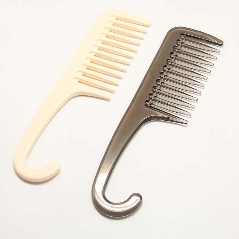 Plastic Hair Comb with Hook Shower Use Wide Teeth Hair Comb