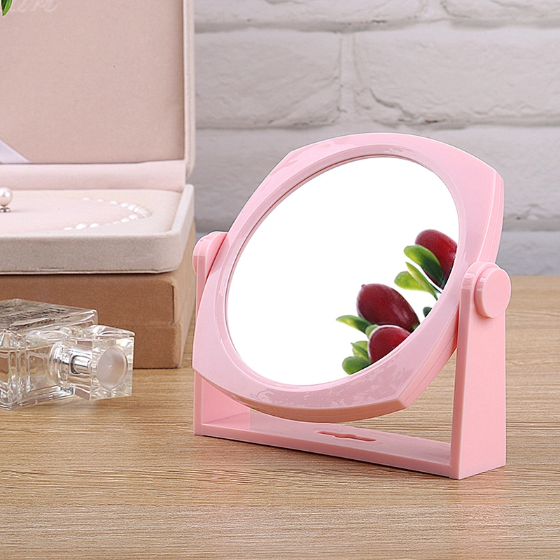 2019 Top selling Factory Round Tabletop Vanity Makeup Cosmetic desktop Mirror With Stand Standing Decorative Mirror With pink