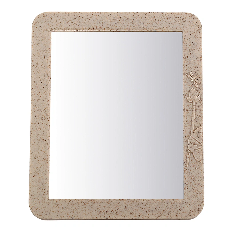 2019 Top selling Factory Square Tabletop Vanity Makeup Cosmetic desktop Mirror With Stand Standing Decorative Mirror With Brown