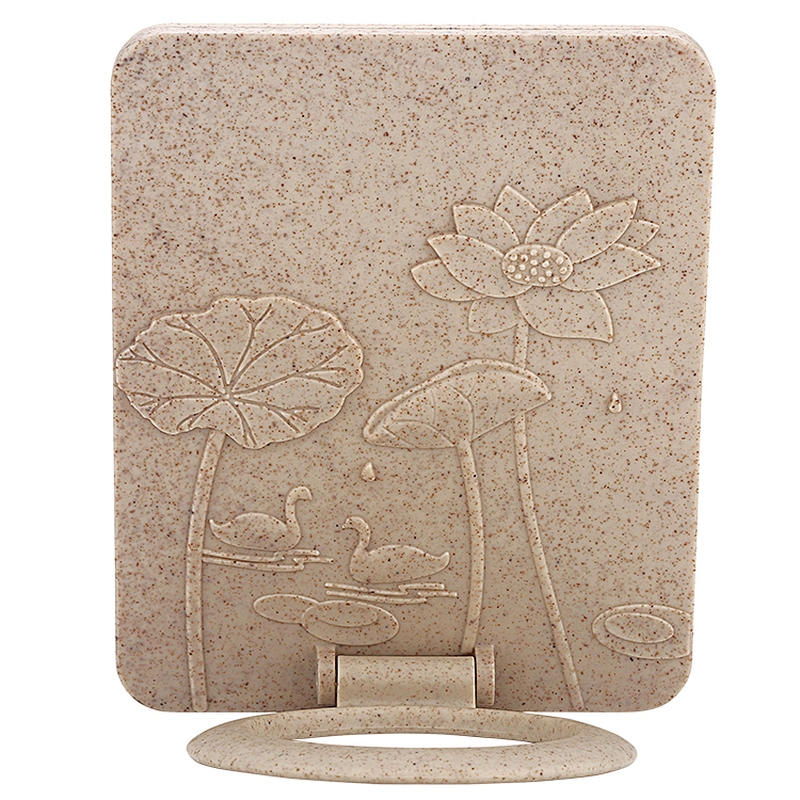 2019 Top selling Factory Square Tabletop Vanity Makeup Cosmetic desktop Mirror With Stand Standing Decorative Mirror With Brown