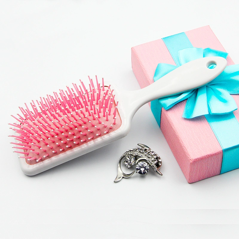 Logo High Quality Scalp Massage Plastic Square Hair Paddle Brush