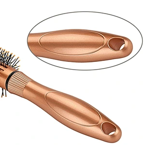 Wholesale Plastic Nylon Bristles Gold Color Round Styling Hair Brush