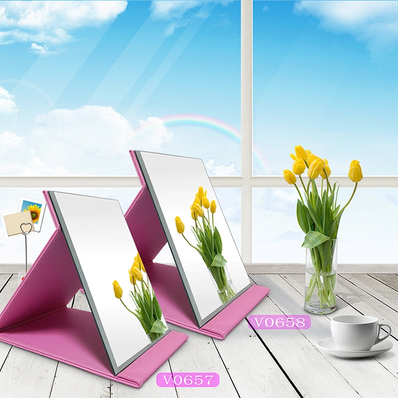Eco-friendly Pu Custom Make Up Mirror,waterproof Design Folding Cosmetic Mirror