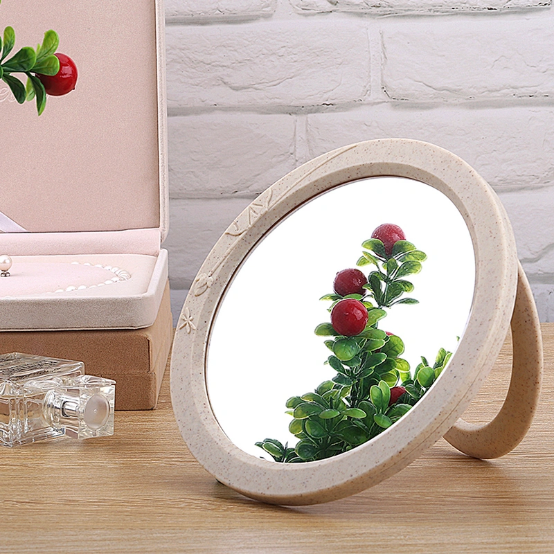 2019 Top selling Factory Round Tabletop Vanity Makeup Cosmetic desktop Mirror With Stand Standing Decorative Mirror With Brown