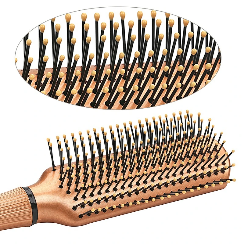 Custom Logo Portable Nylon Bristles Massage Plastic Hair Comb Brush
