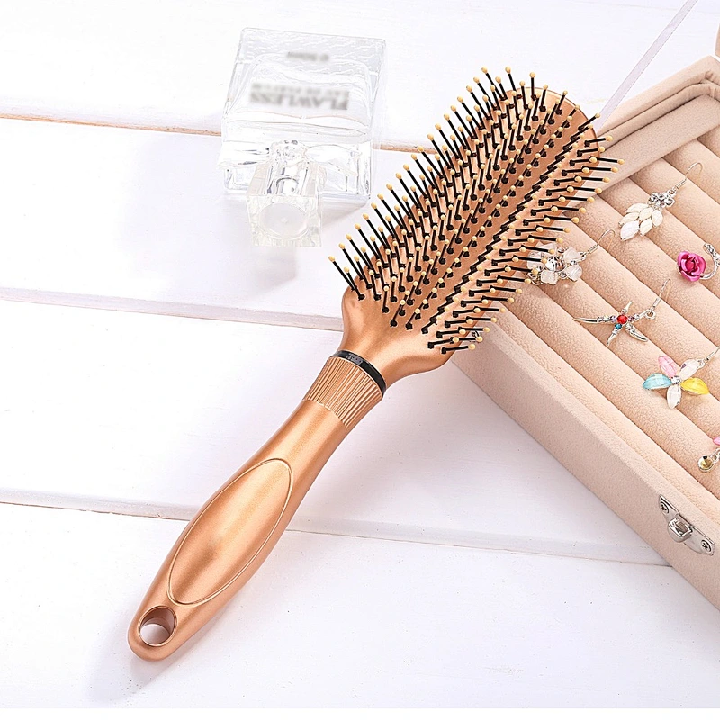 Custom Logo Portable Nylon Bristles Massage Plastic Hair Comb Brush