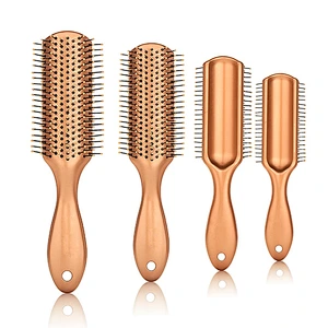 Eco-friendly Portable Travel Gold Plastic Handle Hair Comb Brush