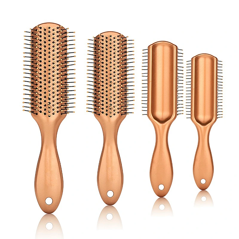 Eco-friendly Portable Travel Gold Plastic Handle Hair Comb Brush