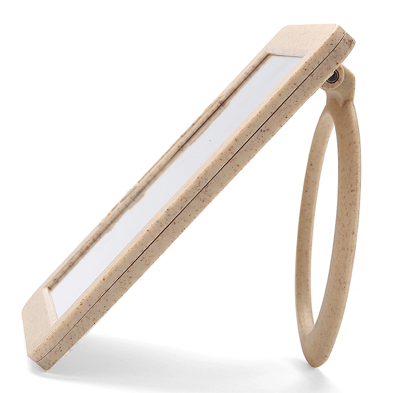 2019 Top selling Factory Square Tabletop Vanity Makeup Cosmetic desktop Mirror With Stand Standing Decorative Mirror With Brown