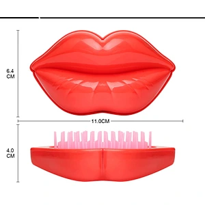Personalized Lip Shape Detangling Scalp Massage Hair Brush Comb Plastic Hair With Make Up Mirror