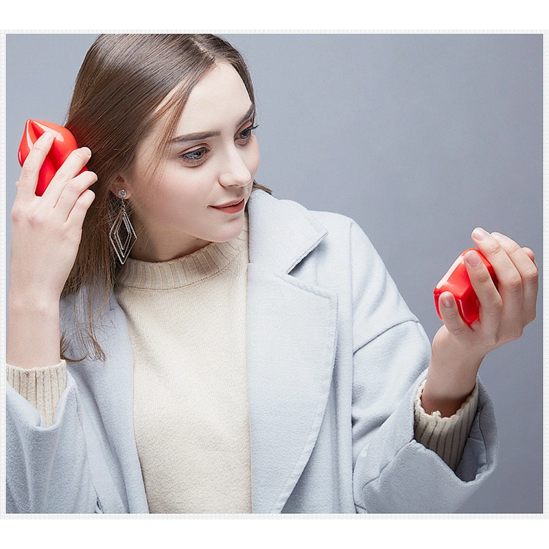 Personalized Lip Shape Detangling Scalp Massage Hair Brush Comb Plastic Hair With Make Up Mirror