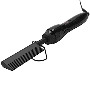 Erokicysh Electric Hot Straightening Heat Pressing Comb Ceramic Curling Flat Iron Curler Designed Hair Straightener for Natural Black ,Anti-Scald Beard Straightener Press Comb