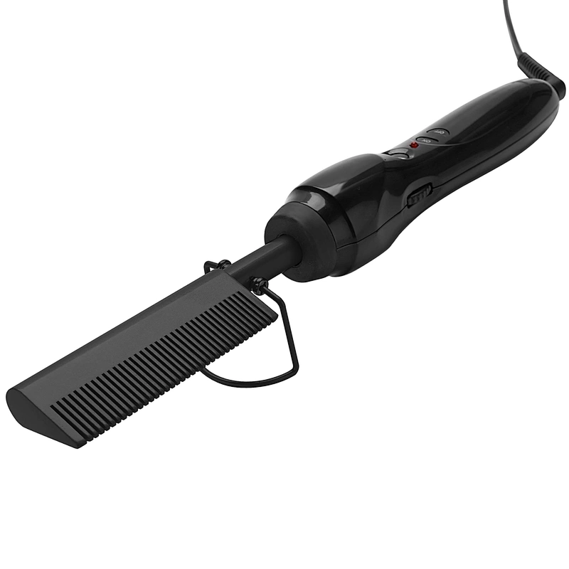 Erokicysh Electric Hot Straightening Heat Pressing Comb Ceramic Curling Flat Iron Curler Designed Hair Straightener for Natural Black ,Anti-Scald Beard Straightener Press Comb