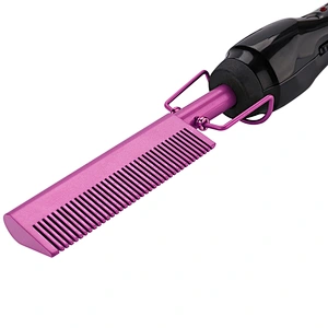 Erokicysh Electric Hot Comb Hair Straightener Heating Press Comb Ceramic Curling Flat Iron Curler Designed Hair Straightening Brush,Portable Anti-Scald Beard Straightener Pressing Comb for Natural Black wigs