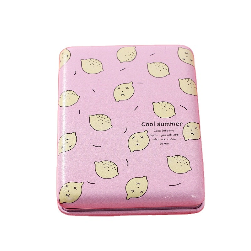 Erokicysh Magnifying Travel Makeup Mirror Round Square Rectangle Shape Lemon Pattern Mini Folding Pocket Mirror