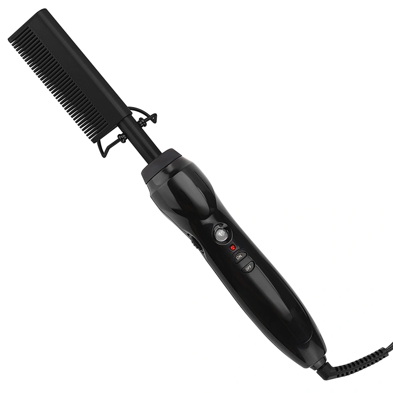 Erokicysh Electric Hot Straightening Heat Pressing Comb Ceramic Curling Flat Iron Curler Designed Hair Straightener for Natural Black ,Anti-Scald Beard Straightener Press Comb