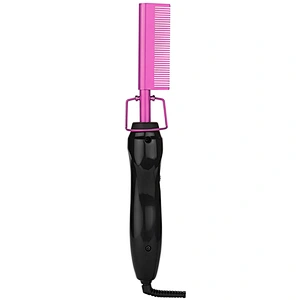 Erokicysh Electric Hot Comb Hair Straightener Heating Press Comb Ceramic Curling Flat Iron Curler Designed Hair Straightening Brush,Portable Anti-Scald Beard Straightener Pressing Comb for Natural Black wigs