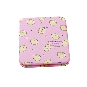 Erokicysh Magnifying Travel Makeup Mirror Round Square Rectangle Shape Lemon Pattern Mini Folding Pocket Mirror
