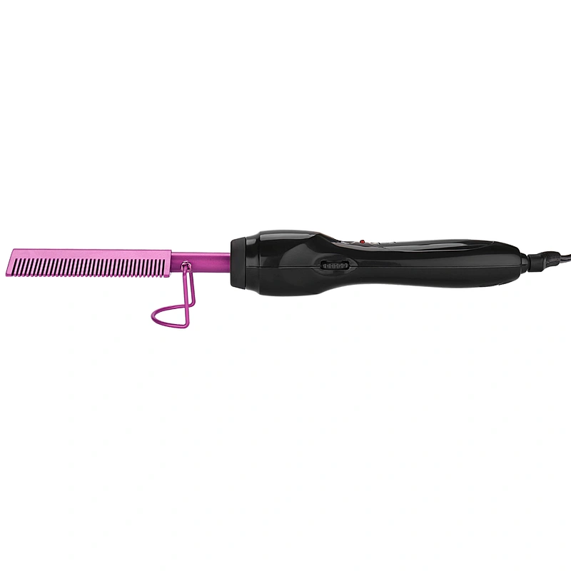 Erokicysh Electric Hot Comb Hair Straightener Heating Press Comb Ceramic Curling Flat Iron Curler Designed Hair Straightening Brush,Portable Anti-Scald Beard Straightener Pressing Comb for Natural Black wigs