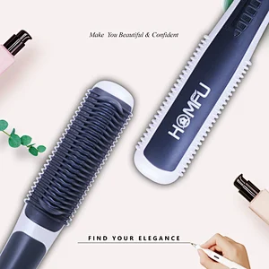 Hair Straightener Brush - Hair Straightening Iron with Built-in Comb, 6 Heat Levels for Frizz-Free Silky Hair, 30s Fast Heating & Anti-Scald,Perfect for Professional Salon at Home