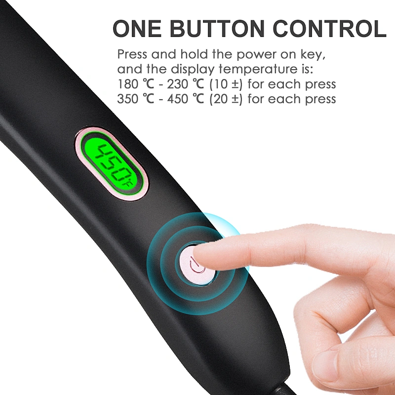 Erokicysh Portable Hair Straightener LCD Display Temperature Adujustment Instant Heating Hair Straightener Brush