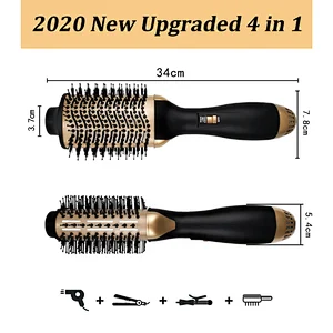 Erokicysh 2020 New Upgraded 4 in 1 Hair Straightener 3 Heat Settings Ceramic Coating Anti Scald Hot Air Brush