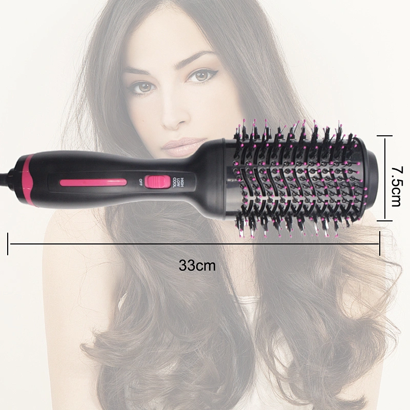 Erokicysh Pink Color Hot Air Brush 3 in 1 Anti-Scald Negative Ionic Technology Ceramic Coating Hot Air Hair Dryer Straightener