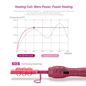 Erokicysh Hot Comb 360 Swivel Cord Portable Black Hair Straightener Brush