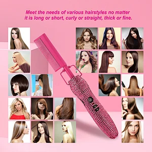 Erokicysh Hot Comb 360 Swivel Cord Portable Black Hair Straightener Brush