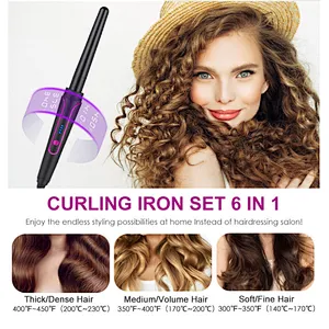 Hair Curling Iron Interchangeable Hair Curler 6 in 1 Curling Wand Set