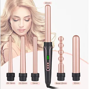 Hair Curler Curling Iron Suite Combination Interchangeable Hair Curler 6 in 1 Curling Wand Set with 6 Interchangeable Hair