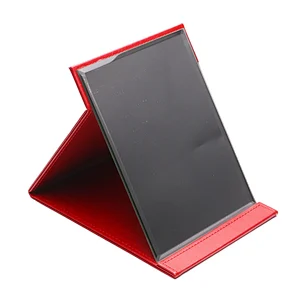 Erokicysh Factory Wholesale Folding PU Mirror Travelling  Portable High Definition PU Makeup Mirror