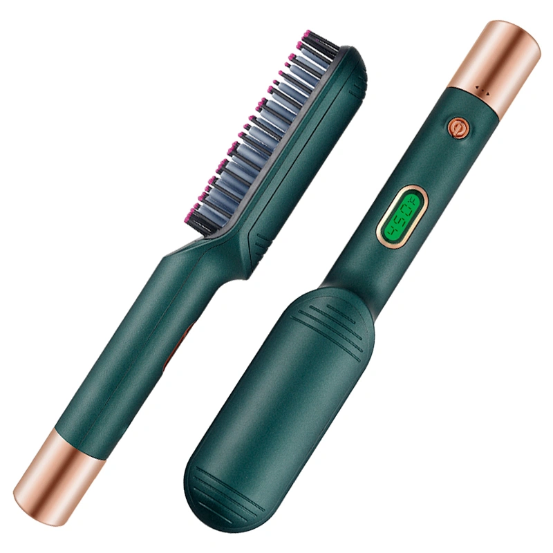Edunicysh Portable Hair Straightener LCD Display Temperature Adujustment 2 in 1 Instant Heating Hair Straightener Brush