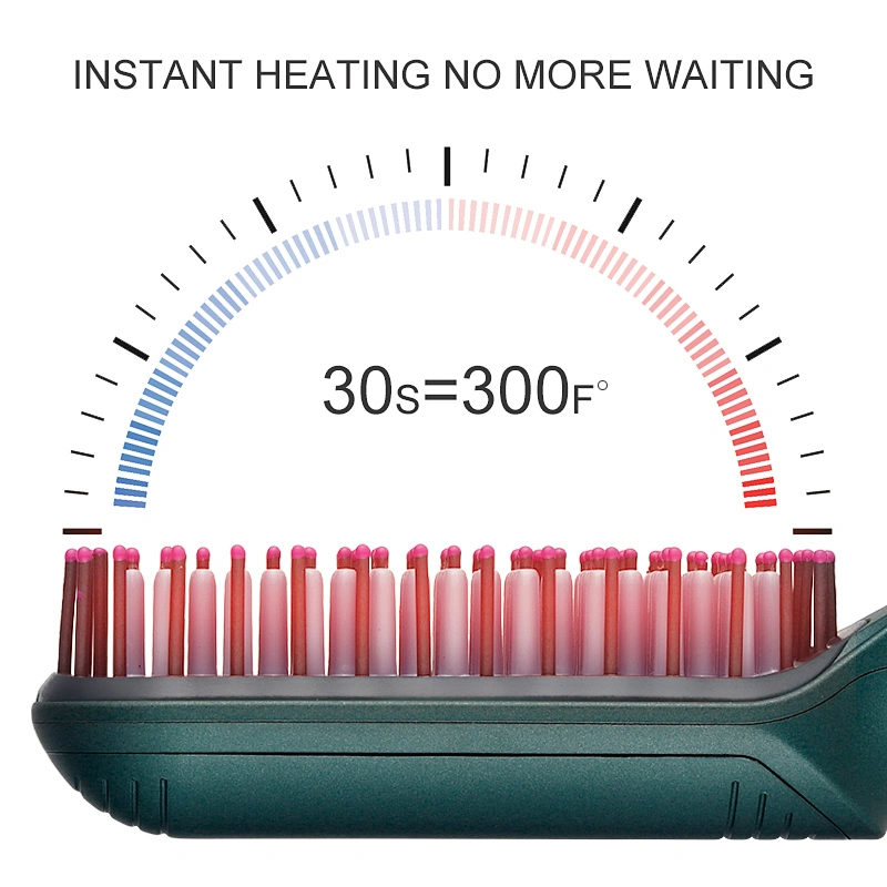 Edunicysh Portable Hair Straightener LCD Display Temperature Adujustment 2 in 1 Instant Heating Hair Straightener Brush