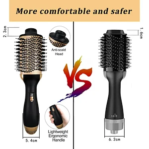 Erokicysh 2020 New Upgraded 4 in 1 Hair Straightener 3 Heat Settings Ceramic Coating Anti Scald Hot Air Brush