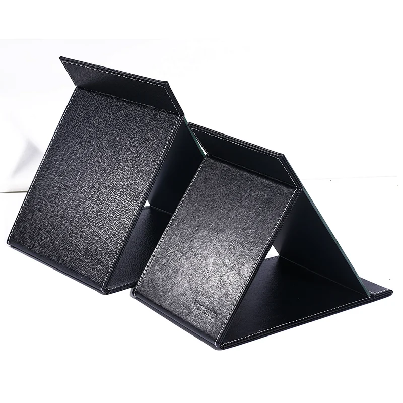 Erokicysh Factory Wholesale Folding PU Mirror Travelling  Portable High Definition PU Makeup Mirror