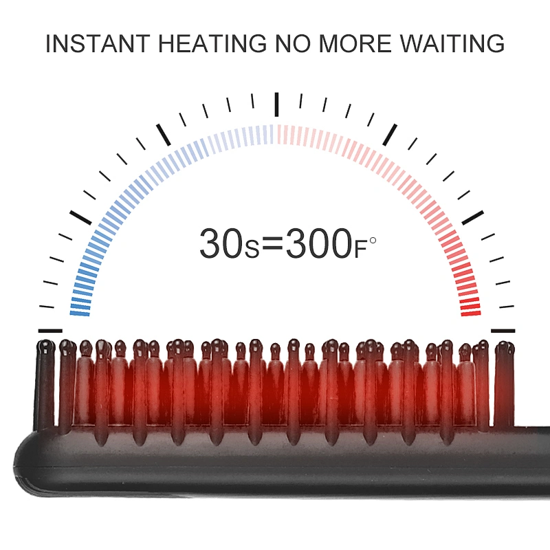 Erokicysh Portable Hair Straightener LCD Display Temperature Adujustment Instant Heating Hair Straightener Brush