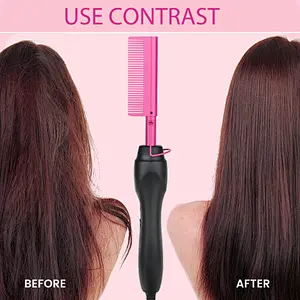 Erokicysh Hot Comb Hair Straightener Electric Pressing Comb Portable Travel Anti-Scald Beard Straightener Press Comb Ceramic Comb Portable Curling Iron Heated Brush Flat Iron Curler Hair Straightening Brush
