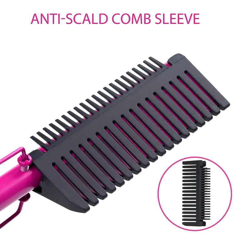 Erokicysh Hot Comb Hair Straightener Electric Pressing Comb Portable Travel Anti-Scald Beard Straightener Press Comb Ceramic Comb Portable Curling Iron Heated Brush Flat Iron Curler Hair Straightening Brush
