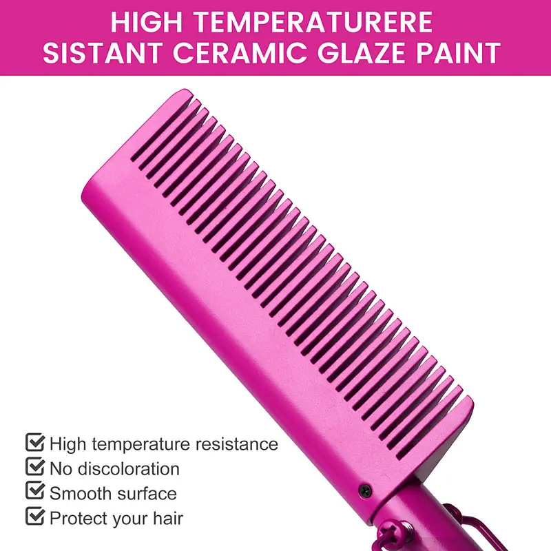 Erokicysh Hot Comb Hair Straightener Electric Pressing Comb Portable Travel Anti-Scald Beard Straightener Press Comb Ceramic Comb Portable Curling Iron Heated Brush Flat Iron Curler Hair Straightening Brush