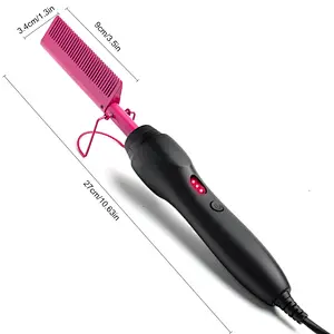 Erokicysh Hot Comb Hair Straightener Electric Pressing Comb Portable Travel Anti-Scald Beard Straightener Press Comb Ceramic Comb Portable Curling Iron Heated Brush Flat Iron Curler Hair Straightening Brush